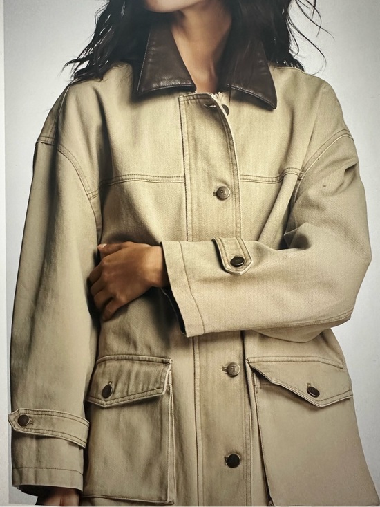 Pilcro Jackets & Blazers - New with Tag! $168 Anthropologie Pilcro Barn Jacket Faux Leather Collar sz M